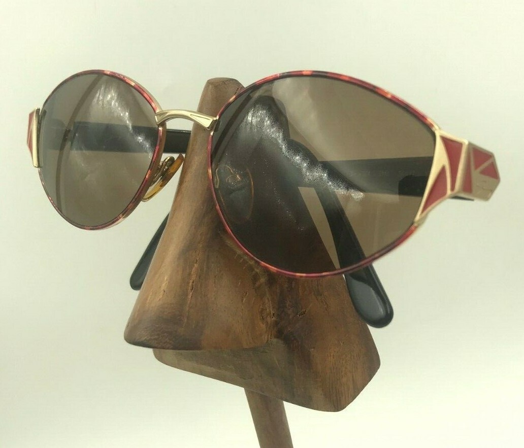 Vintage Genny 564 5116 Red Gold Metal Oversized Oval Sunglasses FRAMES ONLY