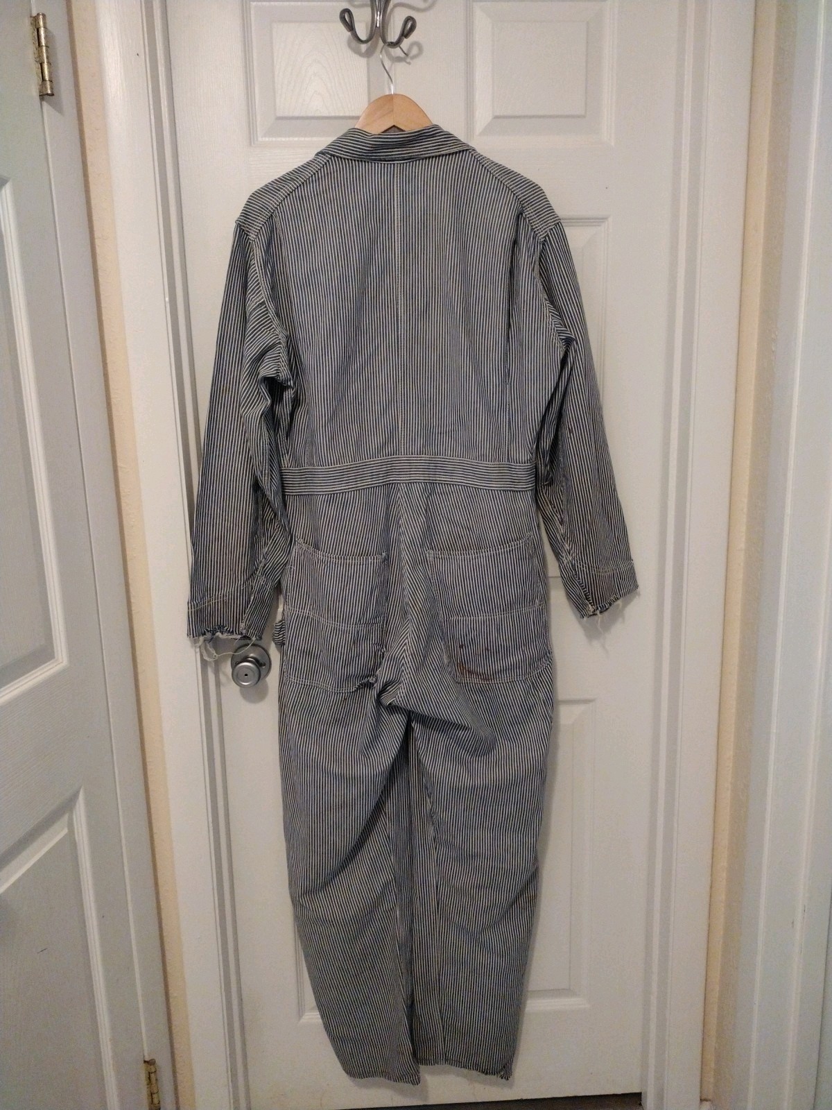 Pointer Brand Blue Stripe Denim Coveralls Size L Rare Original 1960’s Used