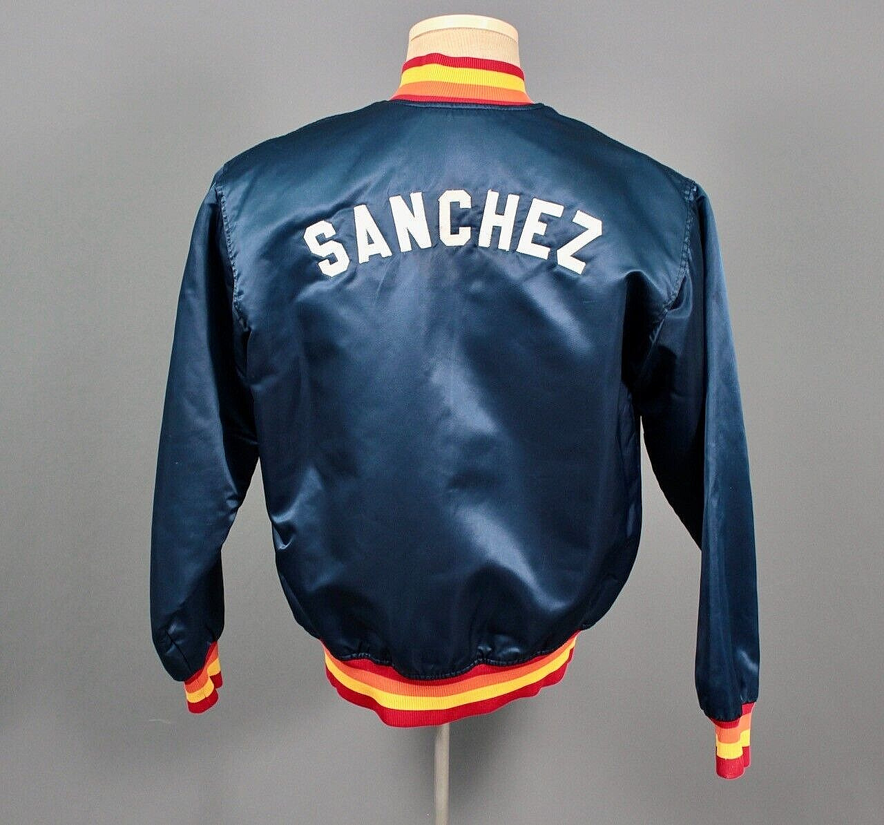 VTG Men’s 1980s Blue Satin Astros Felco Bomber Jacket Sz M 80s Sanchez