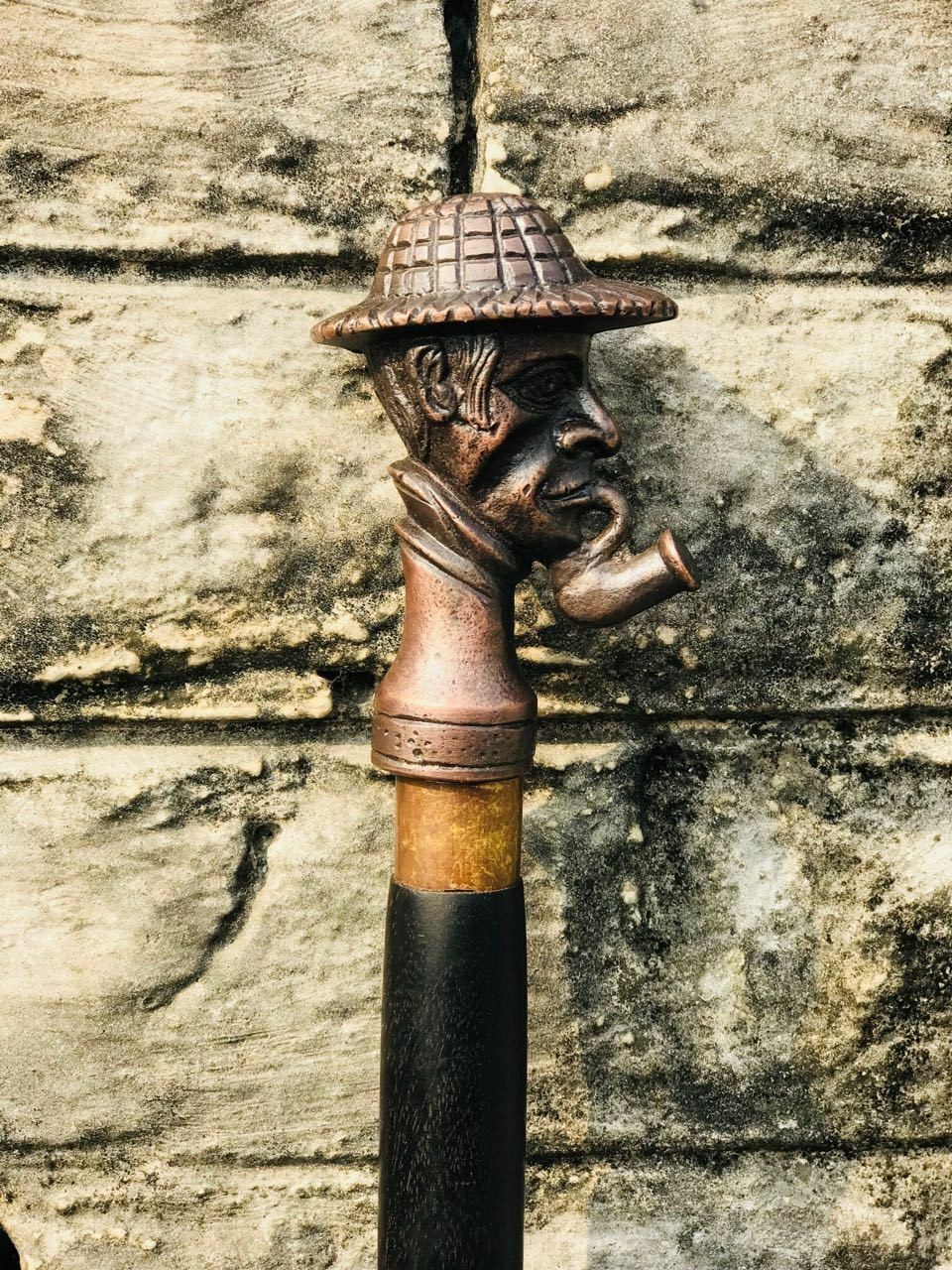 Vintage Men’s Sherlock Holmes Black Shaft Unique Antique Walking Cane /Handle