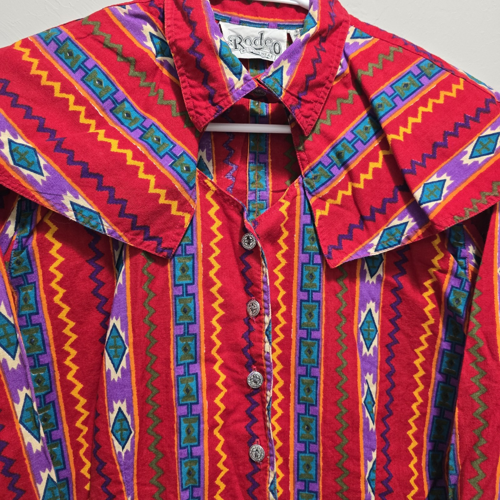 Vintage Rodeo Western Wear Southwestern Aztec Crop Jacket Shirt M Shoulder Pads