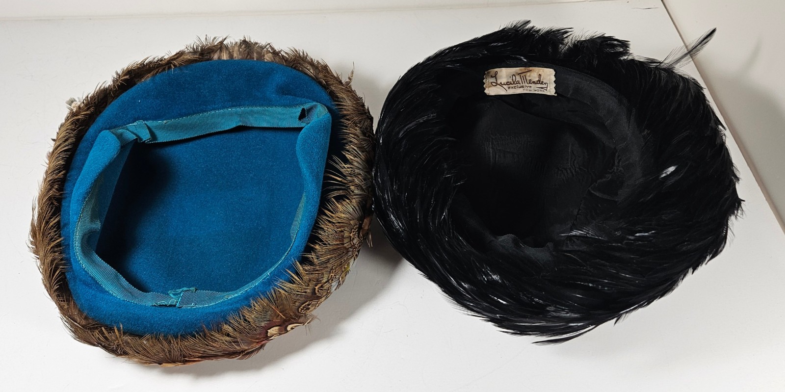 2 Feather Hats – Lucila Mendez Exclusive New York hat Plus an Unknown hat