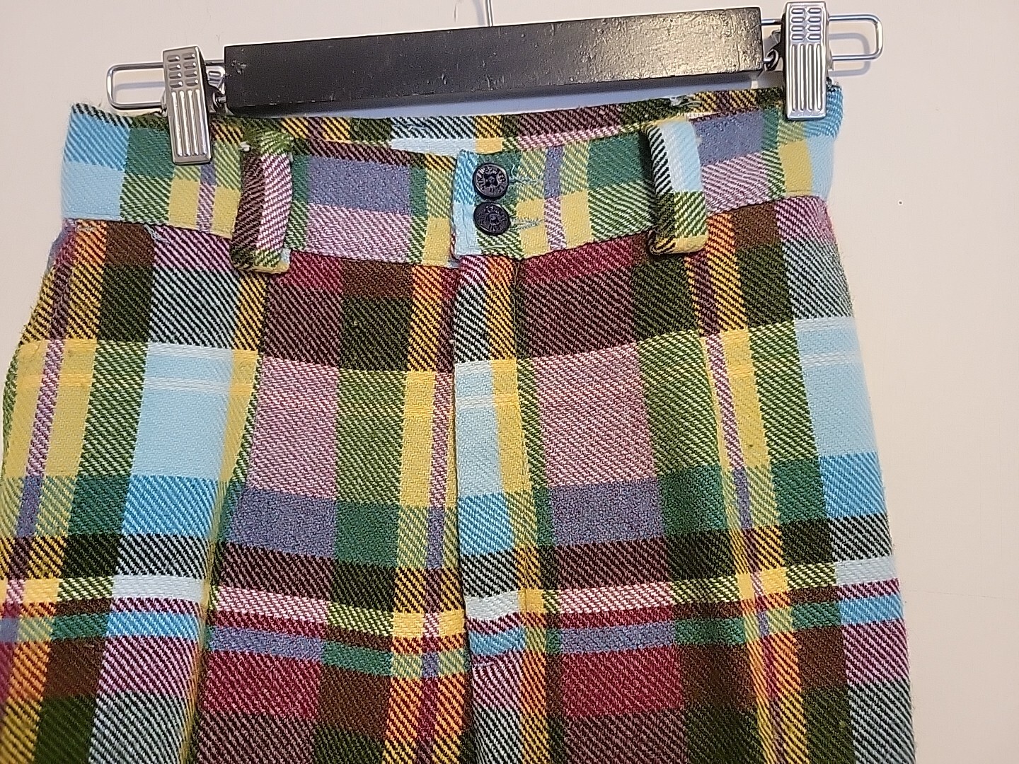 Vintage Levis For Me Plaid Pants 70s Bell Botton Cuffs 24 In Waist