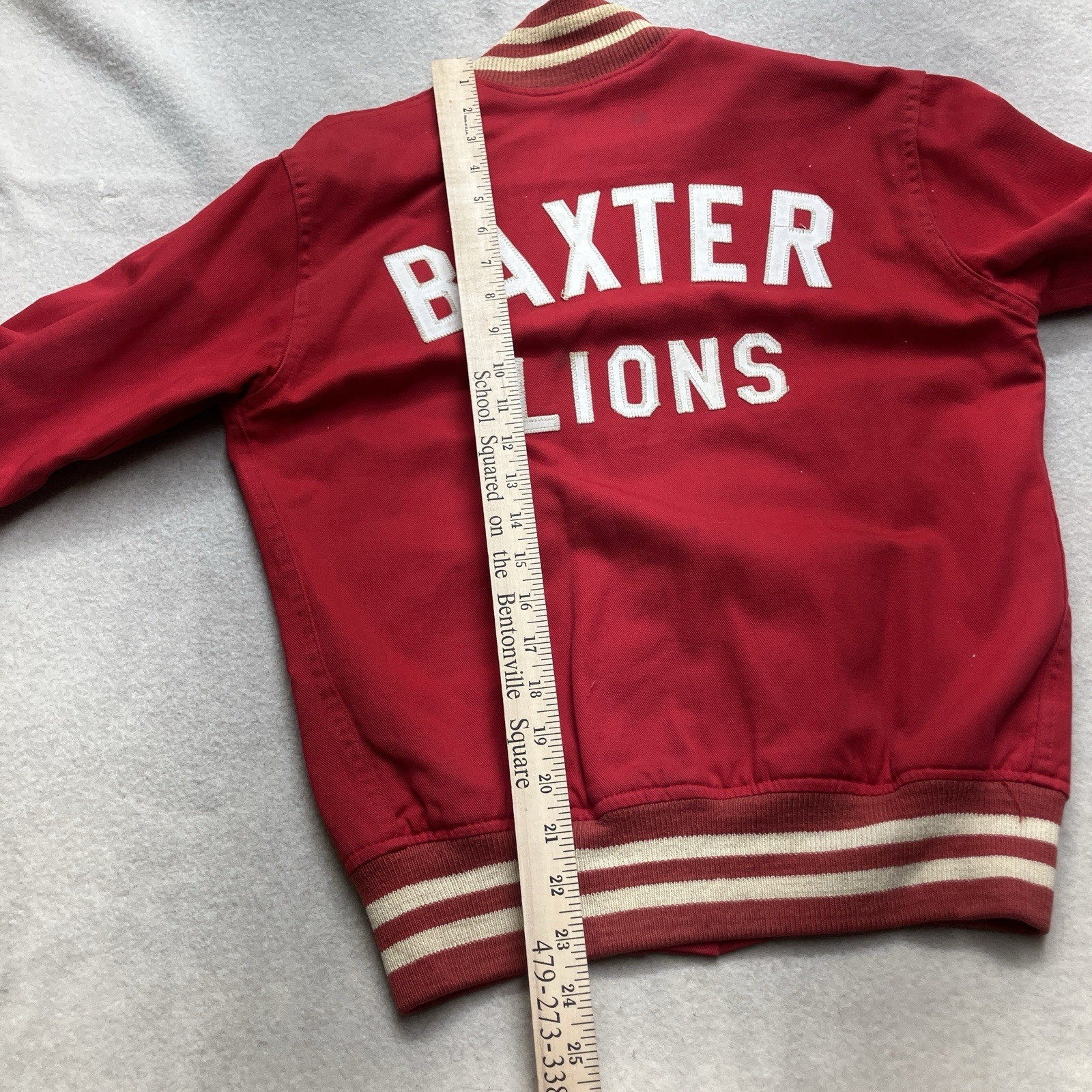 Vintage 50’s 60’s Felco Baxter Lions Red Cotton Snap Jacket Size 34 S Varsity