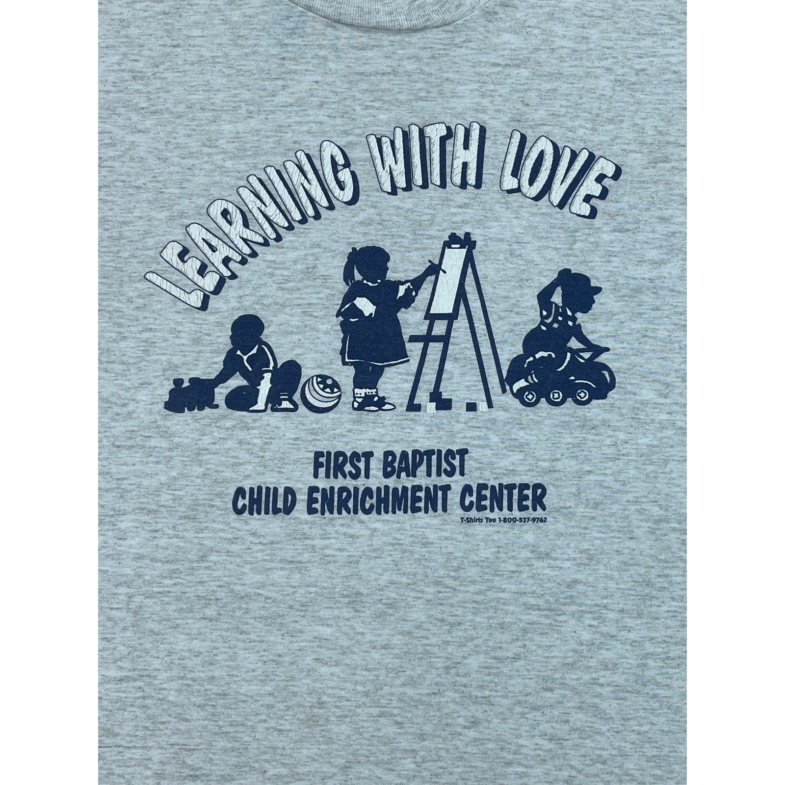 Vintage 90s “Learning With Love” Graphic Tee XL Gray