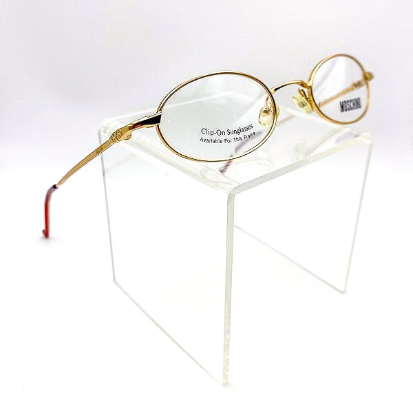 Vintage 1990s Moschino Gold Oval Eyeglass Frames Made in Italy NOS