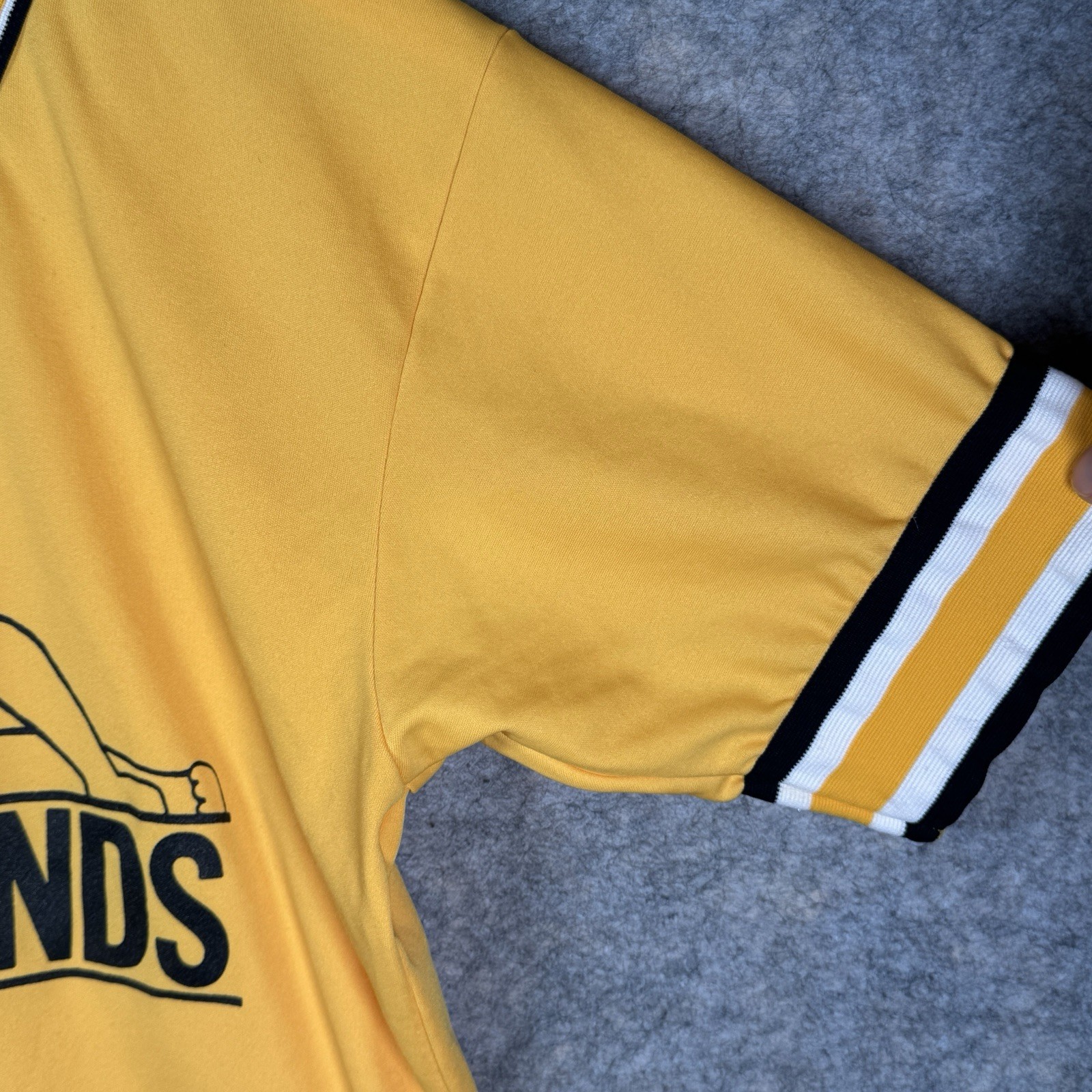 Vintage 80s Felco Baseball Jersey Boozhounds Yellow Mens Size L 21×27 Spud USA