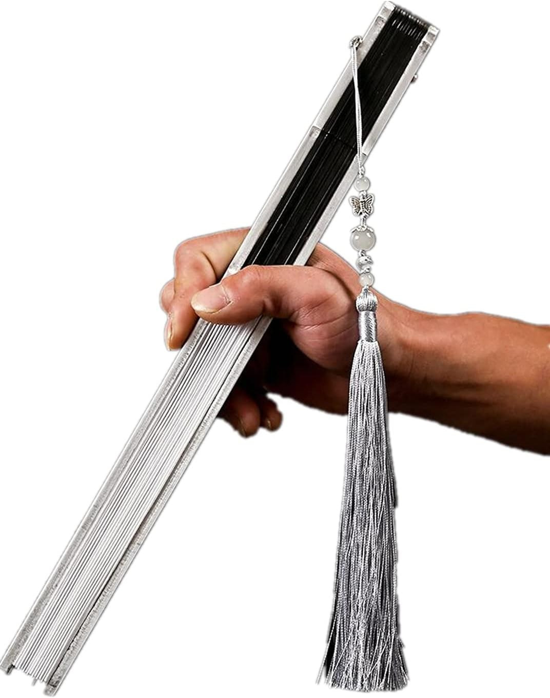 Kung Fu Aluminum Alloy Folding Fan – Male Iron Fan with Bamboo Core – Gift Item