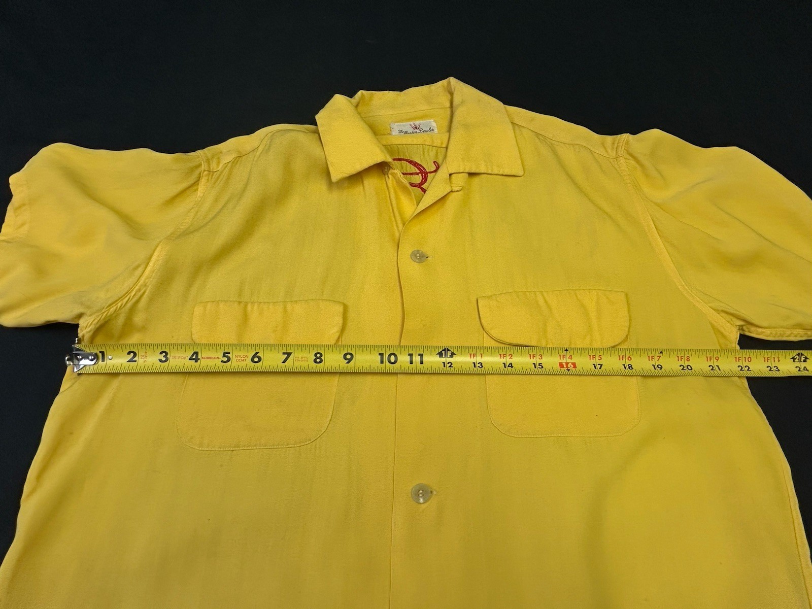 Vintage Master Bowler Rayon Chainstitched Bowling Shirt Rock Springs Mens 44″ CH