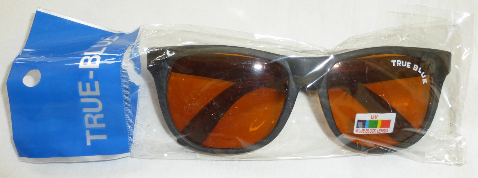Vintage TRUE BLUE Sunglasses with UV Blue Block Lenses, Black Frame, NWT