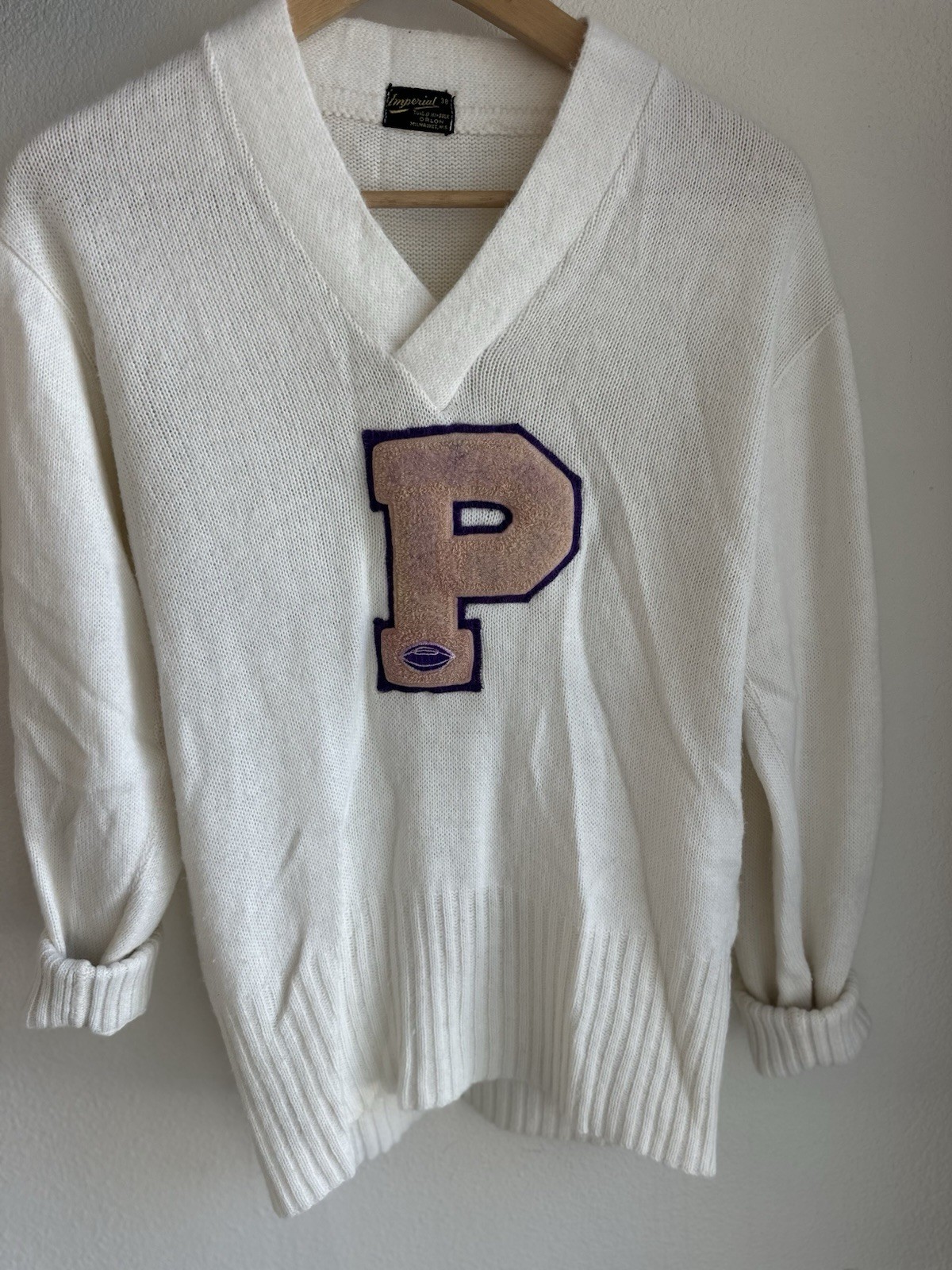 Vintage Imperial brand Milwaukee varsity sweater Orlon acrylic Small 60s 70s