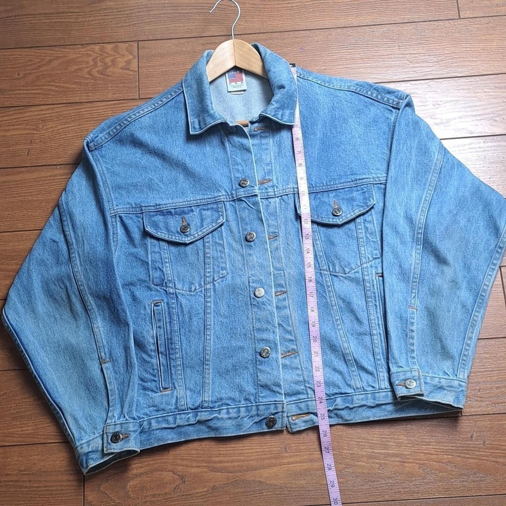 Vintage 90s Boeing 717 Embossed Denim Jacket Tagged Small Fits M/L