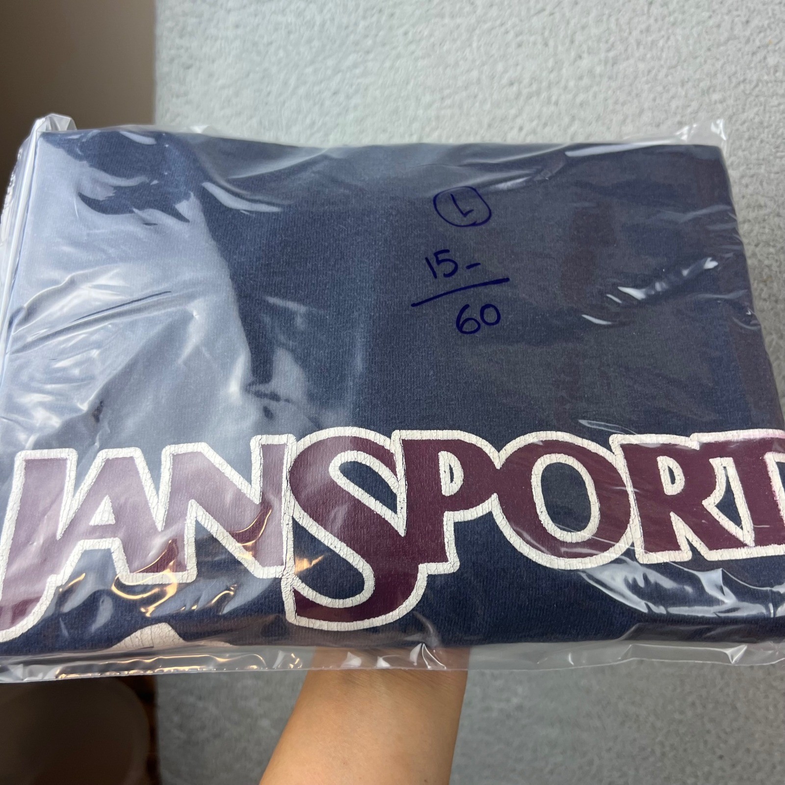 Vintage JanSport Long Sleeve T-Shirt Mens Large Navy Blue Mountain Graphic USA