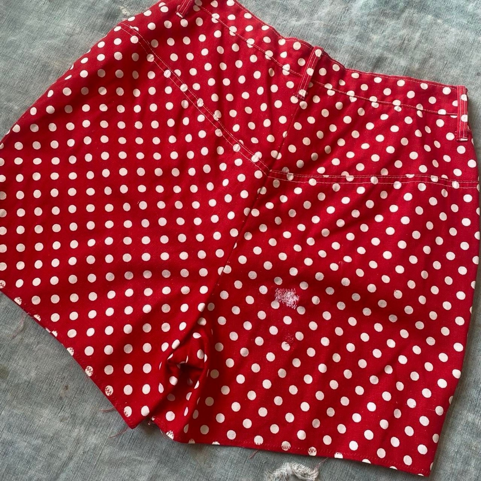 1970s Joyce red and white polka dot cotton shorts