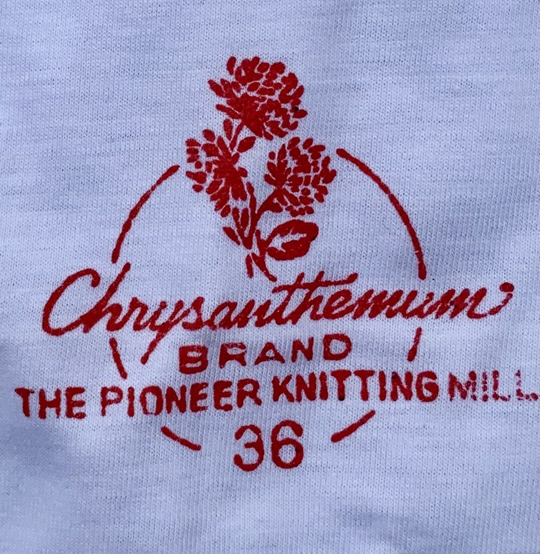 vintage Crysanthemum brand tank top undershirt The Pioneer Knitting Mill 36