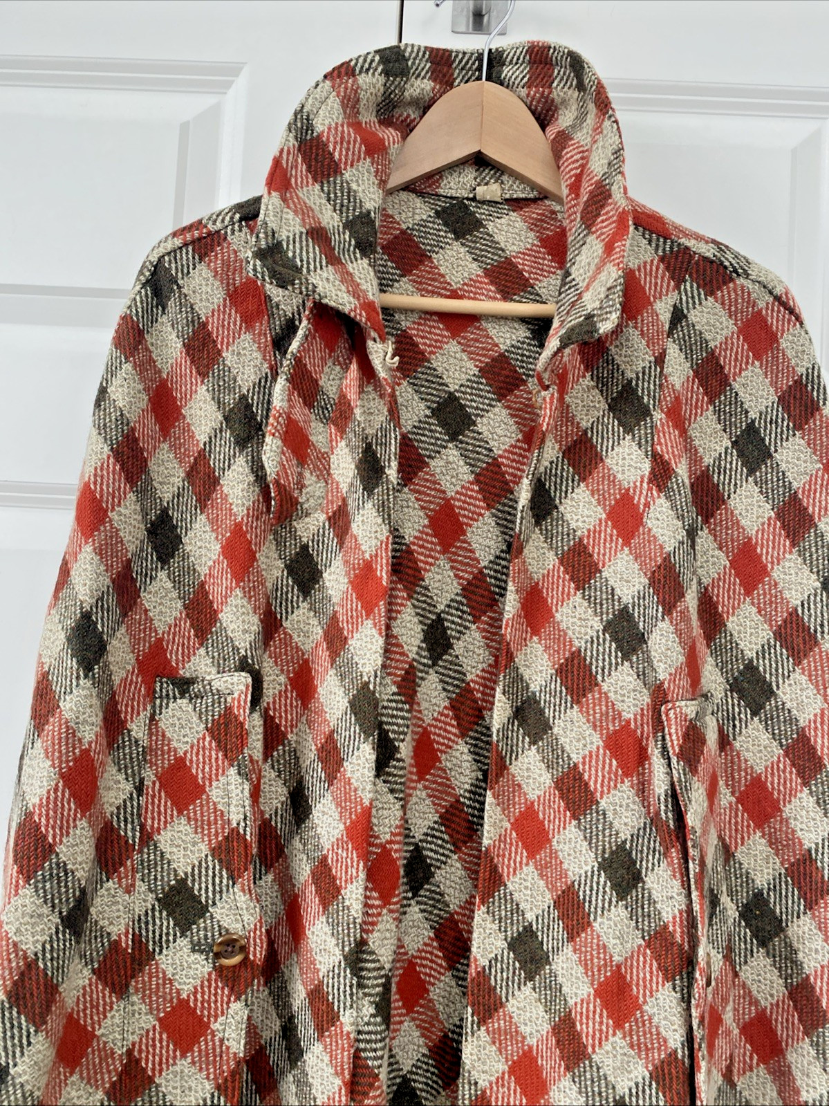 Vtg YOUTH GUILD 60s 70s MOD Wool Plaid Cape Sz 8 Mod Cloak Coat Boho Plaid USA