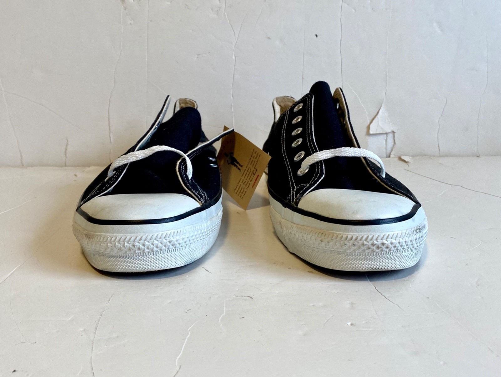 Vintage Anaconda Sports Shoes Black Canvas Low Cut Sneakers Converse NOS USA 15