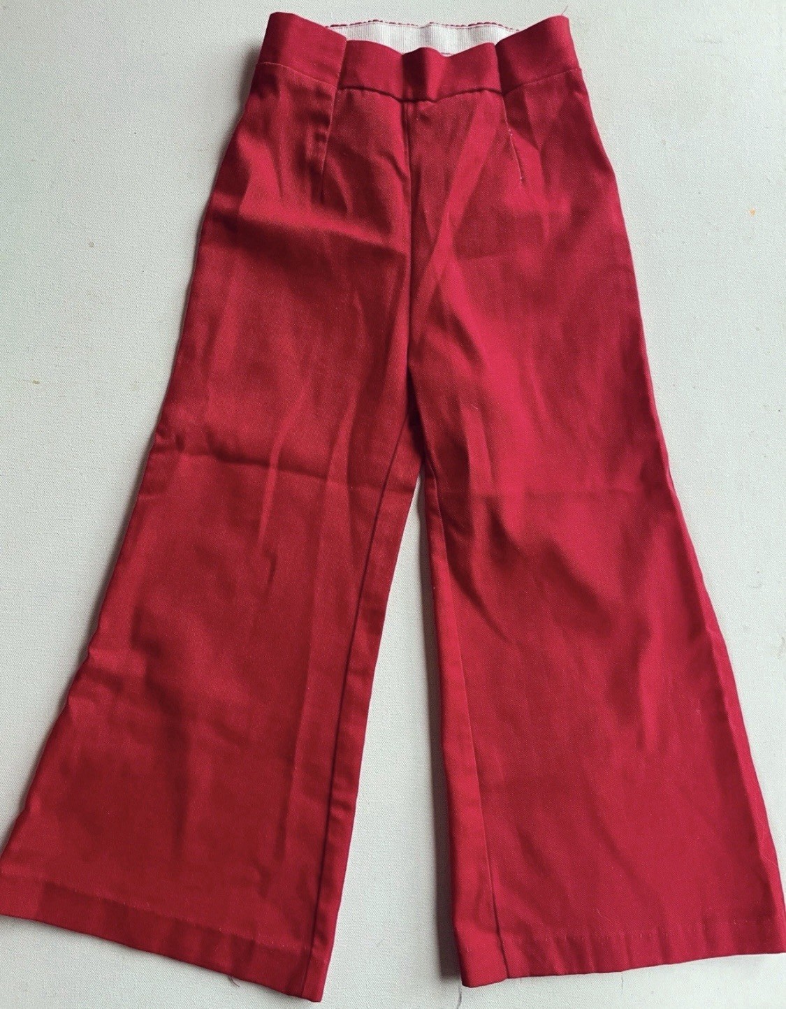 Vintage 1970s Kids Red Bell Bottom Flare Pants Size 5 Made in USA Retro Unisex
