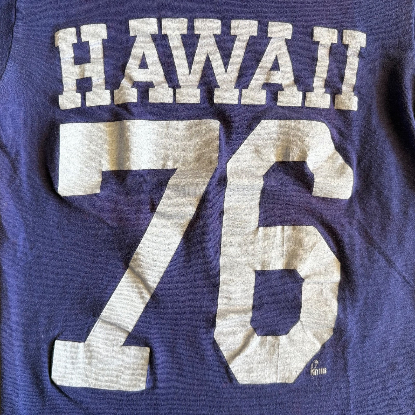 70s VINTAGE 1976 HAWAII SOUVENIR T-SHIRT SZ S HAWAIIAN SHIRT SURFER SURFING SURF