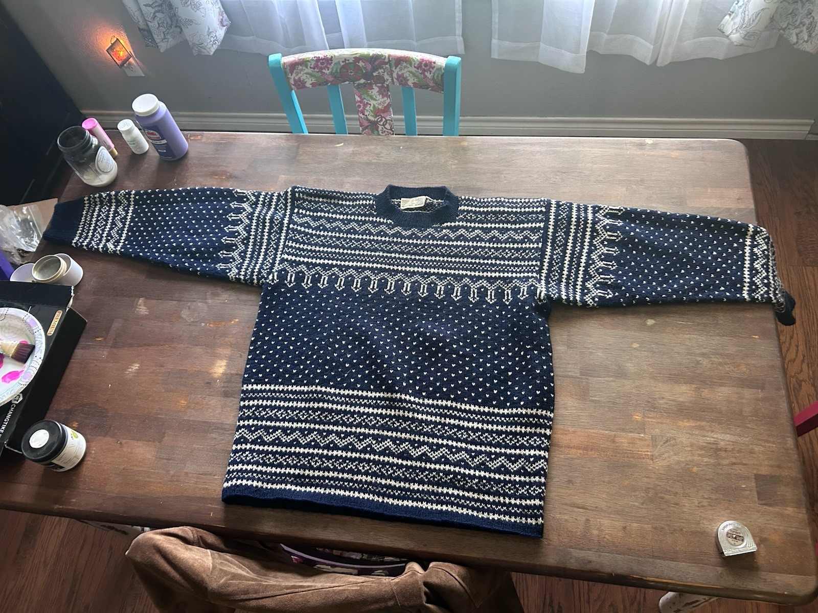 Vtg 50’s/60’s Norwegian 100% Wool Birdseye Knit Sweater Men’s Large