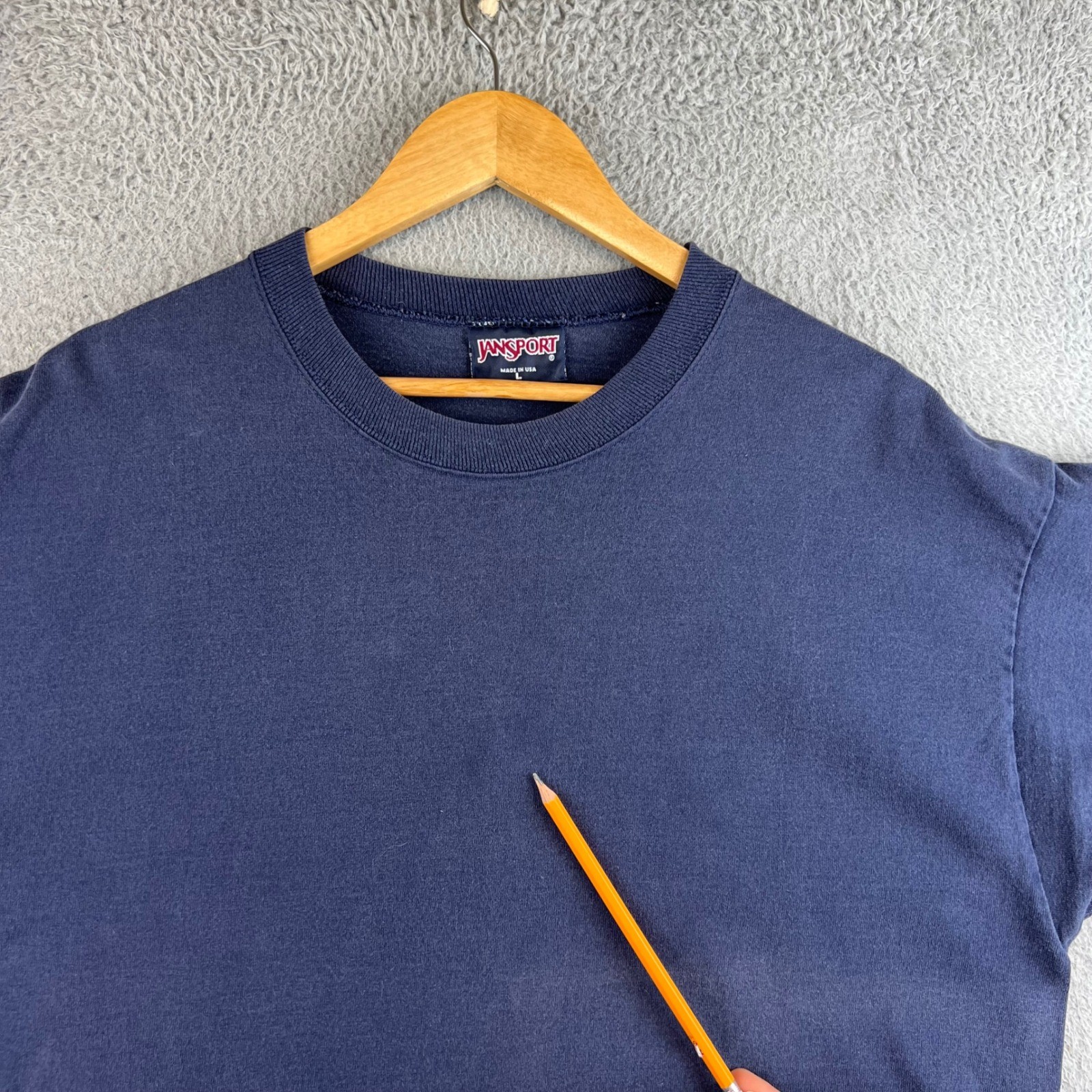 Vintage JanSport Long Sleeve T-Shirt Mens Large Navy Blue Mountain Graphic USA
