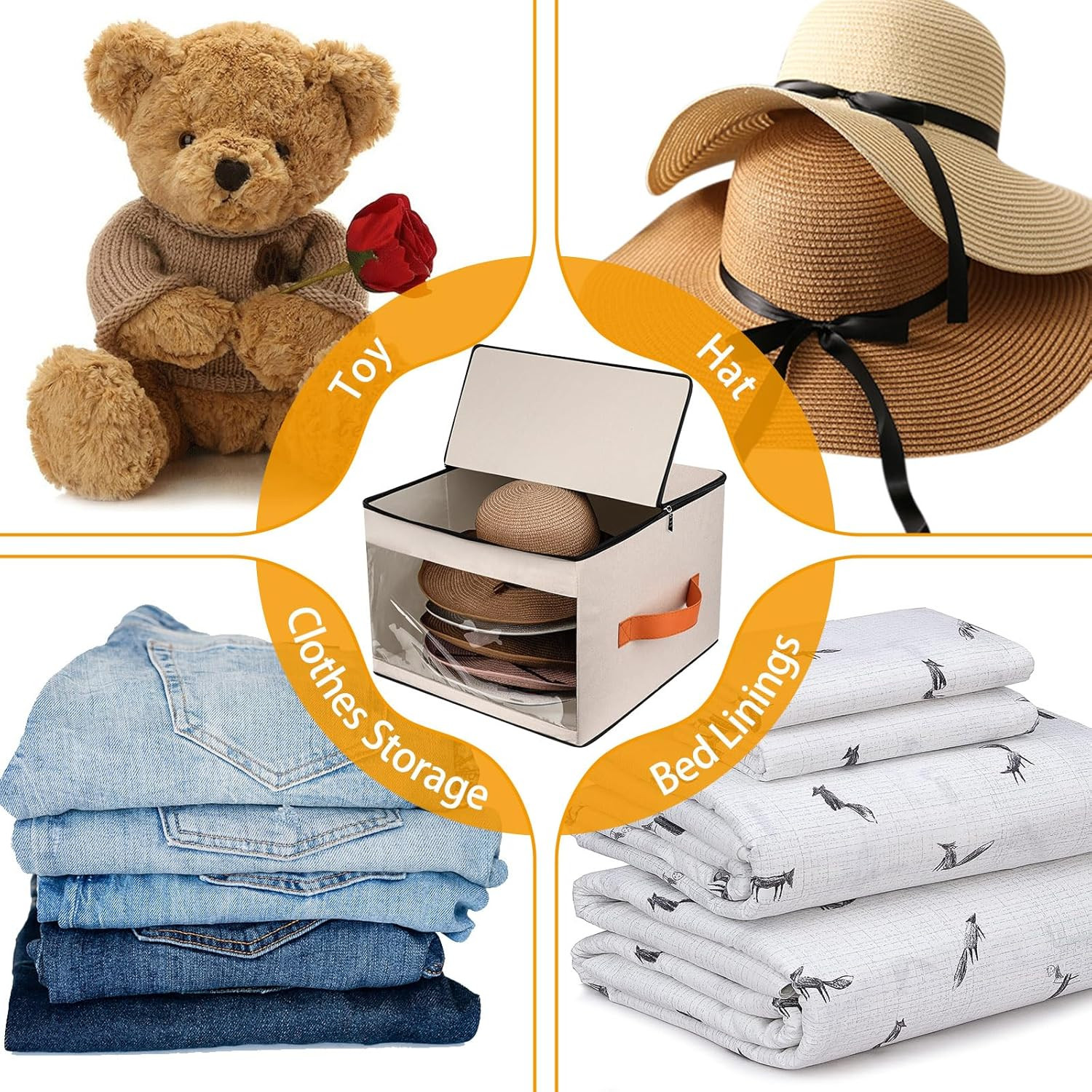 Upgraded Hat Storage Box for Women & Men,Closet Hat Boxes Organizer Bag with Dus