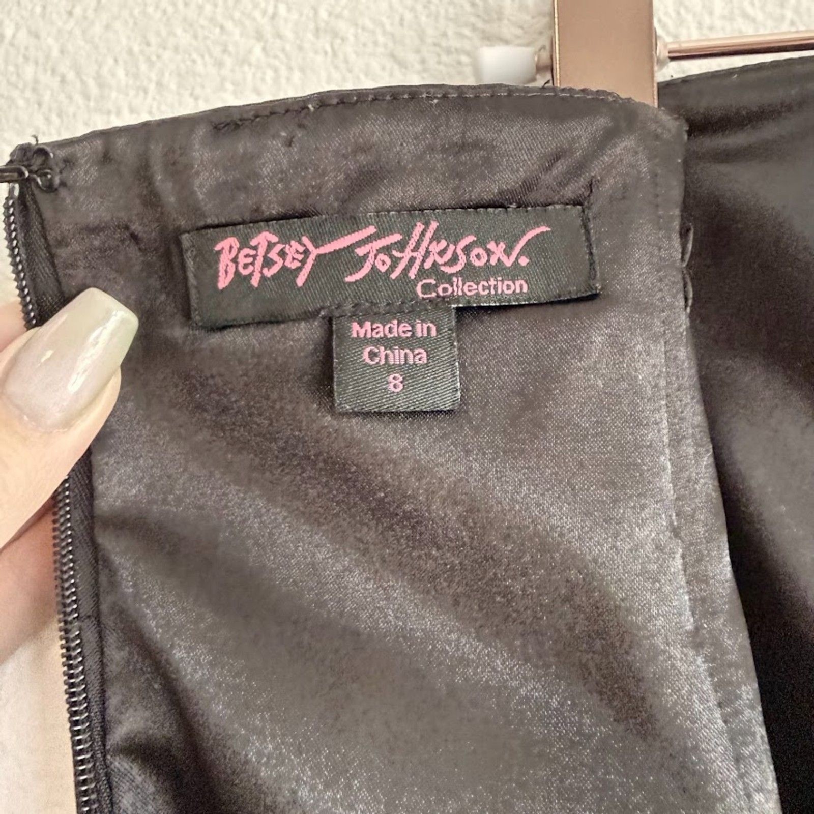 Vintage Y2K Betsey Johnson Collection Black Satin Mini Dress size 8