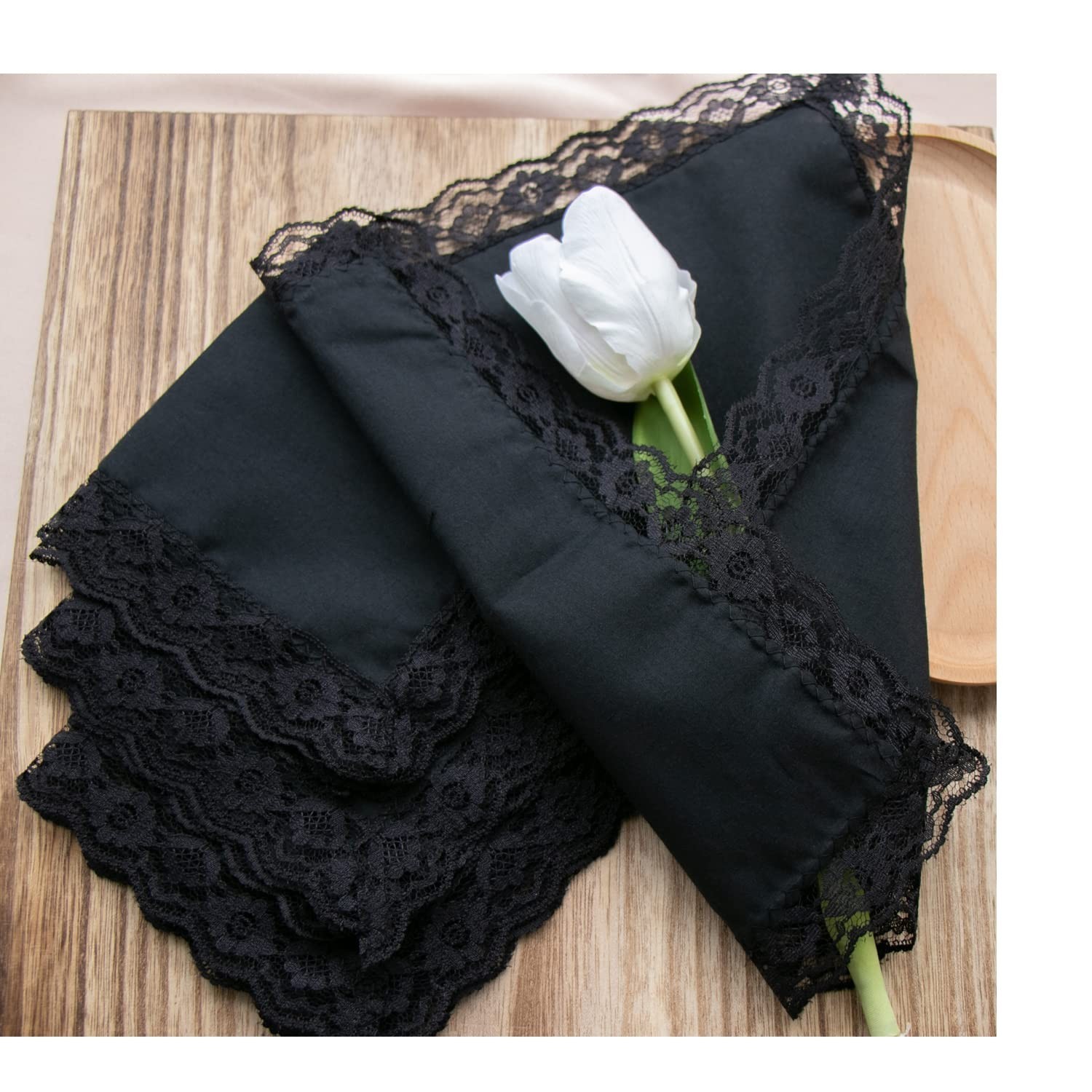 Lace Cotton White Handkerchiefs for Weddings – Bulk Pack, Elegant & Soft