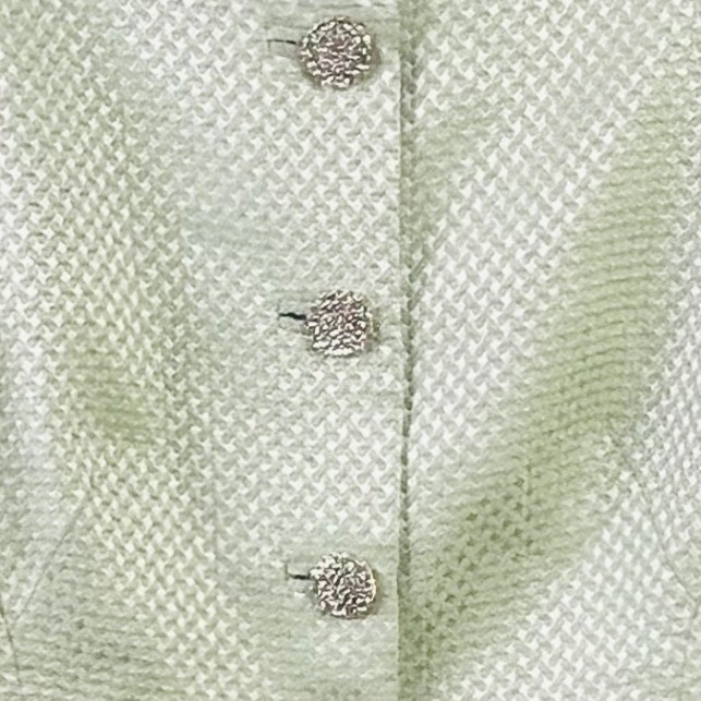 VTG Saks Fifth Avenue Rickie Freeman Pale Sage Metallic Brocade Suit Size 10 USA