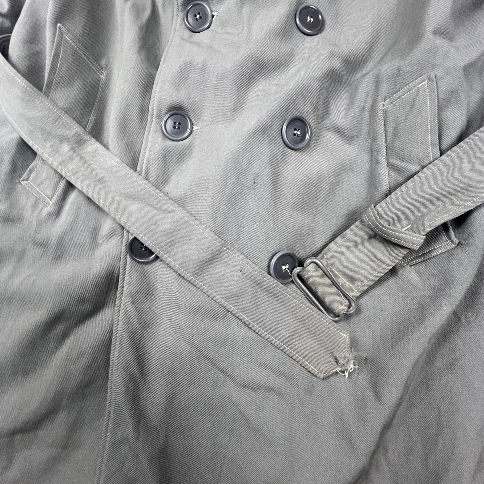 Maurice L Rothschild Alpaca Pile Overcoat Mens XL Grey Vintage Belted Parka 50s