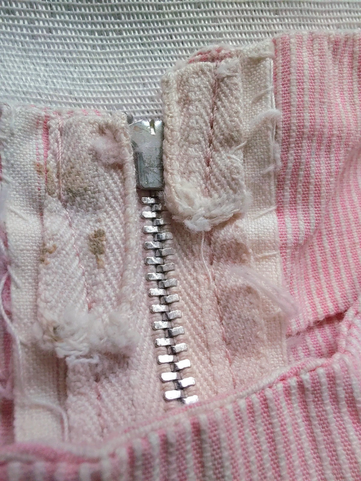 Vintage 60s Girls Pink Striped Dress Handmade Drop Waist Bell Sleeve