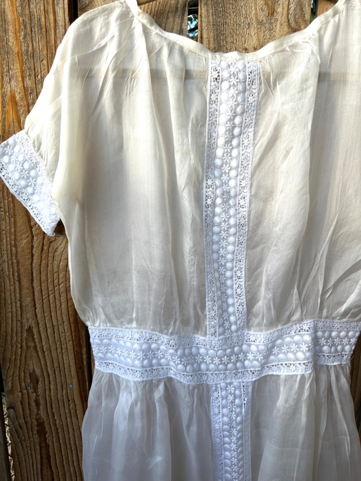 Edwardian Tea Dress Antique Silk Organza with Lace Rare Vintage