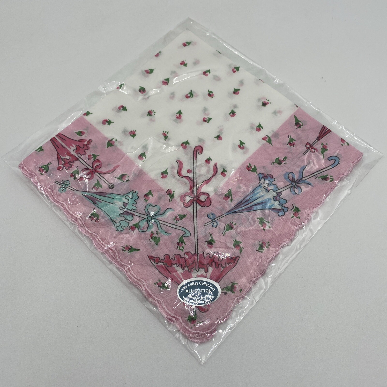 Vintage Parasol Umbrella LuRay Collection Handkerchief Hankie