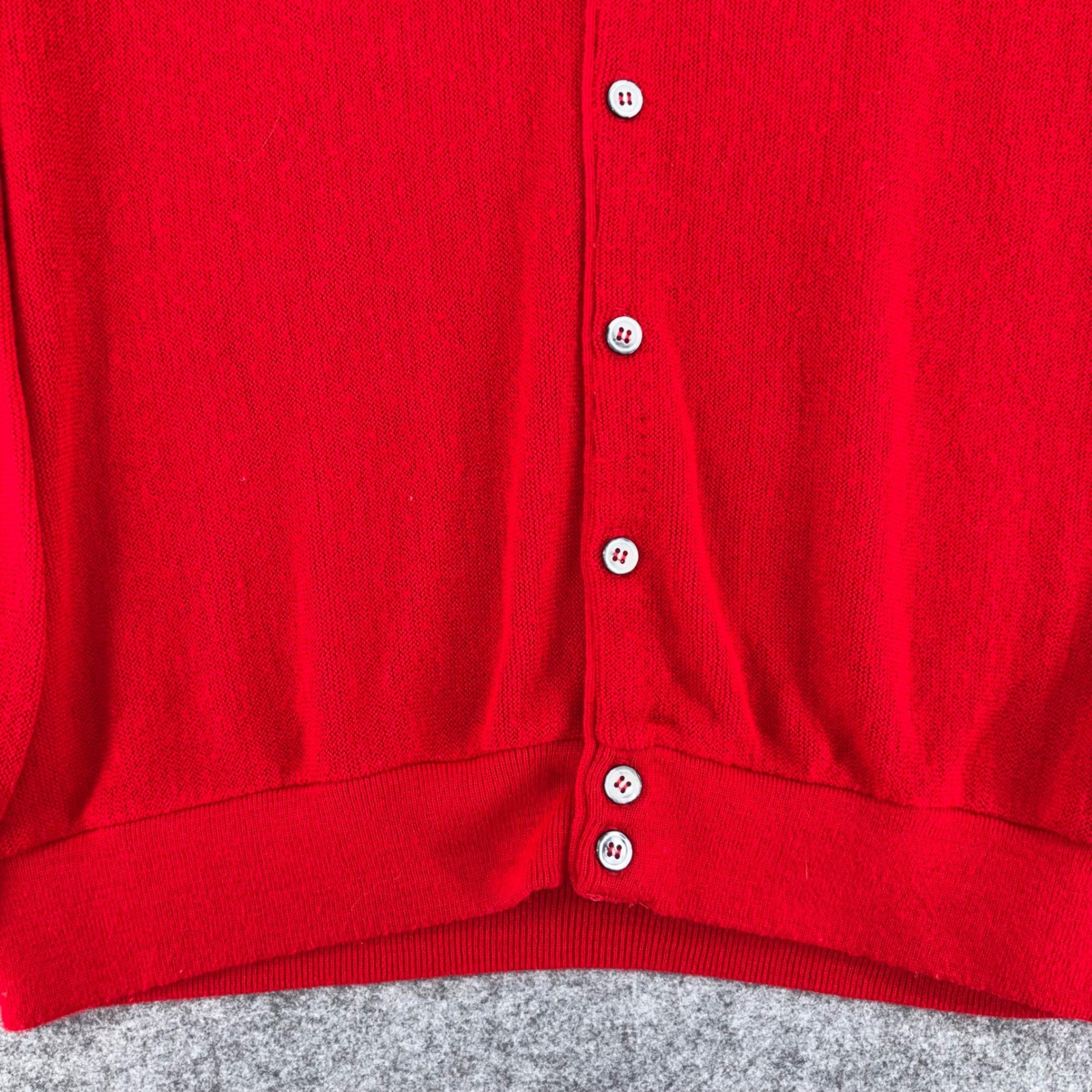 Vintage Izod Lacoste Red Cardigan Sweater Mens Large Orlon Acrylic Made in USA