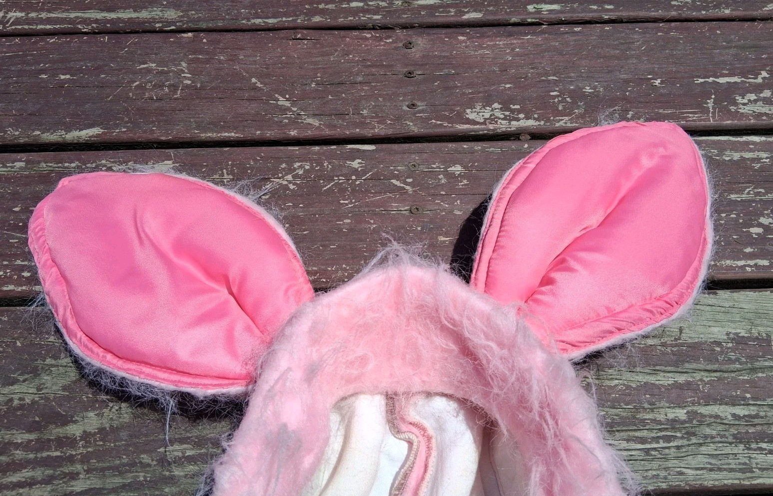 Vintage 1960s 1970s Pink Bunny Costume Hat Halloween Piglet