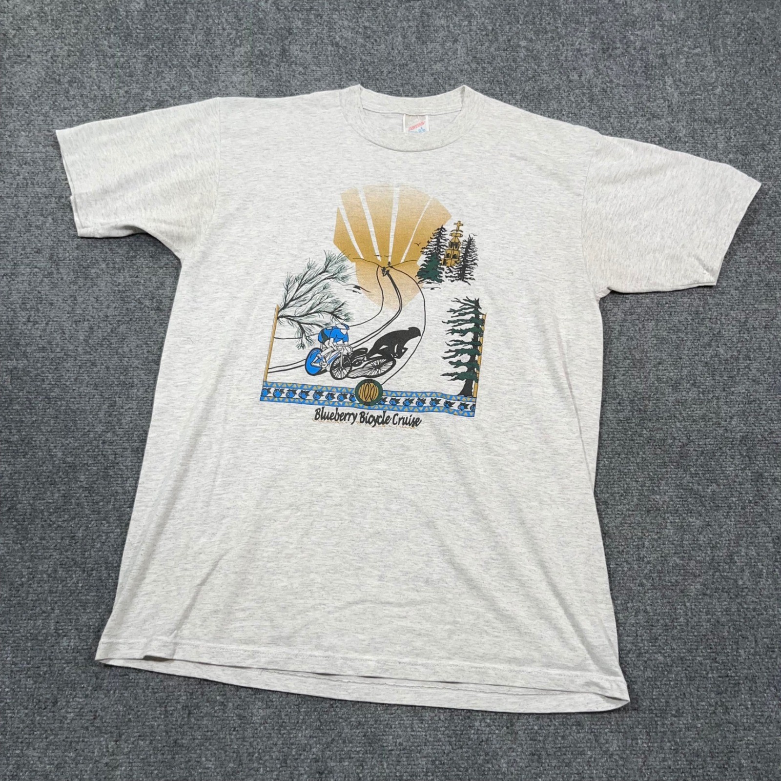 VTG ’96 Jerzees Blueberry Festival Bicycle Cruise T-Shirt Mens Large USA Made