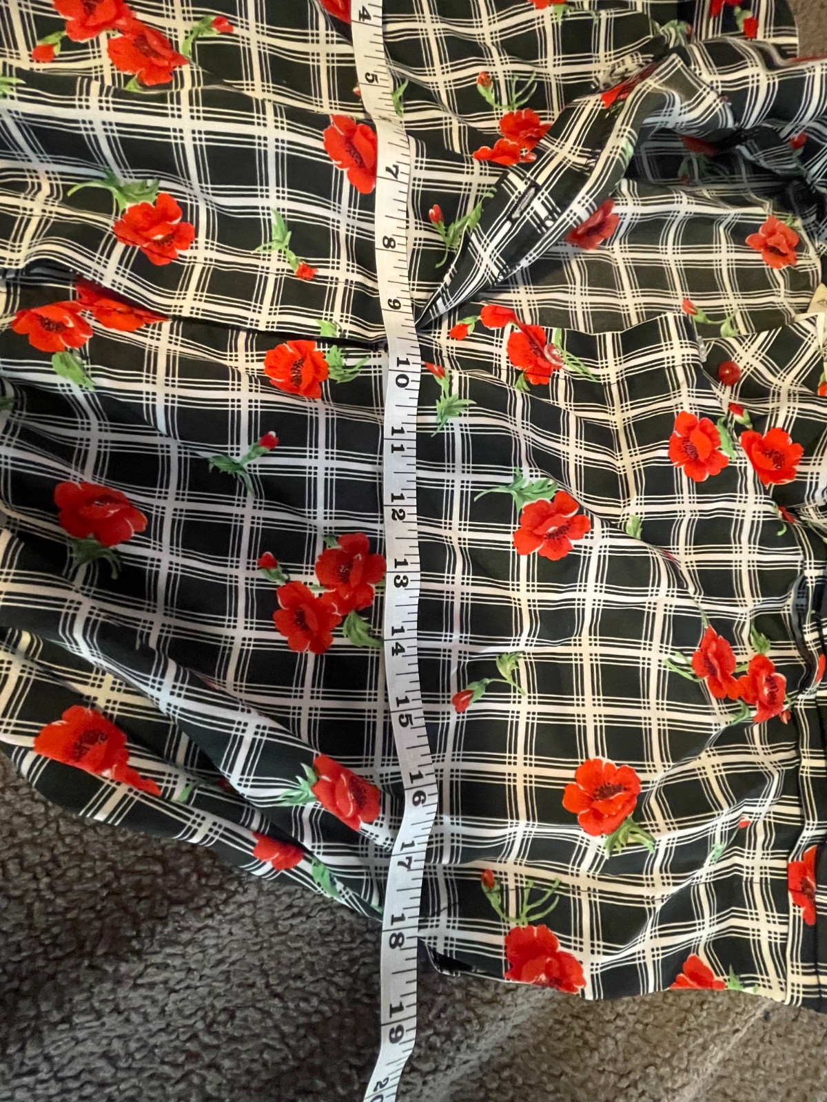 Vtg 70s Sears Poppy Floral Plaid Dress Grandmacore Shirt Dress XS S 1970s Red