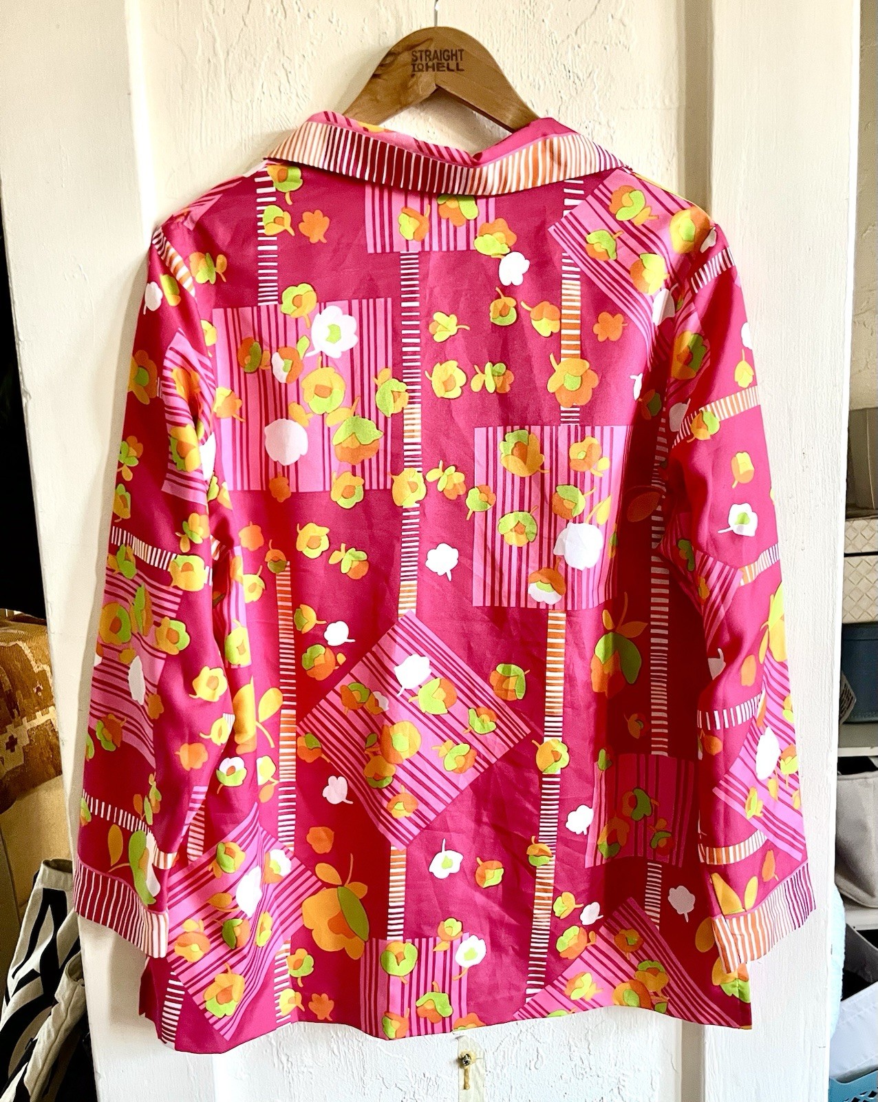 Vtg 1970 Women Alex Colman Tailored Plus Size Button Shirt Mod Psychedelic 1X XL