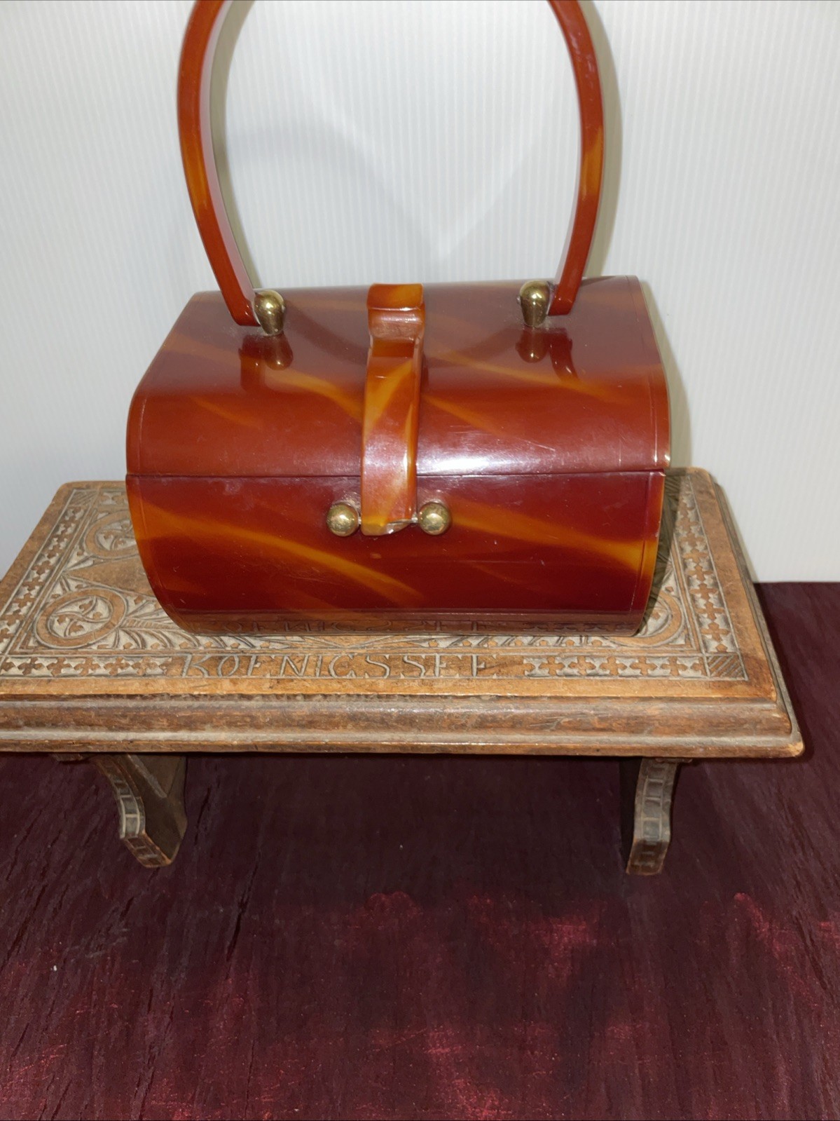 Vintage Wilardy Lucite Marbled Amber Color Purse 1950’s