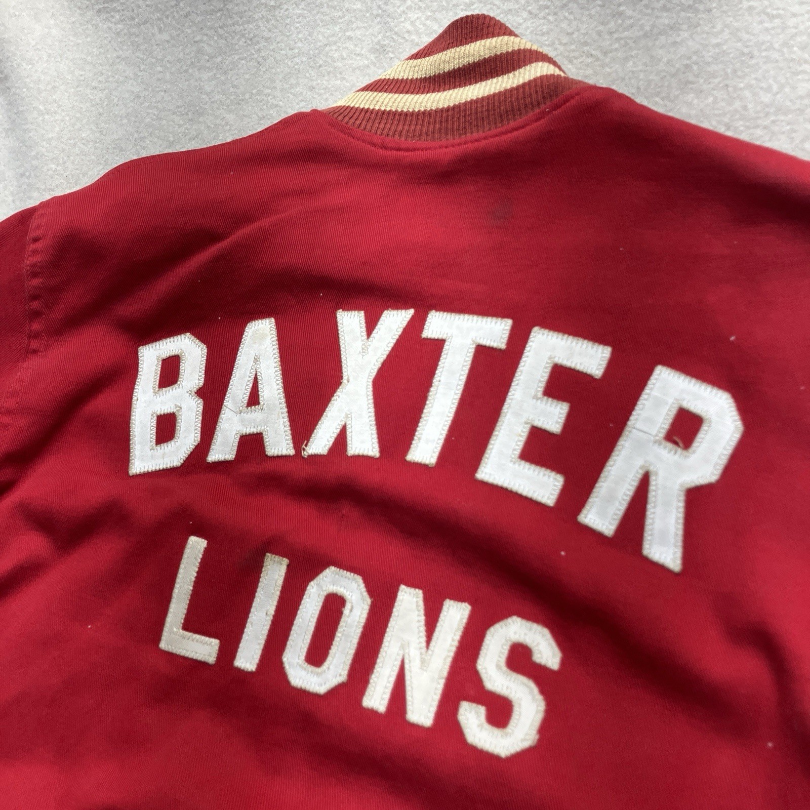 Vintage 50’s 60’s Felco Baxter Lions Red Cotton Snap Jacket Size 34 S Varsity