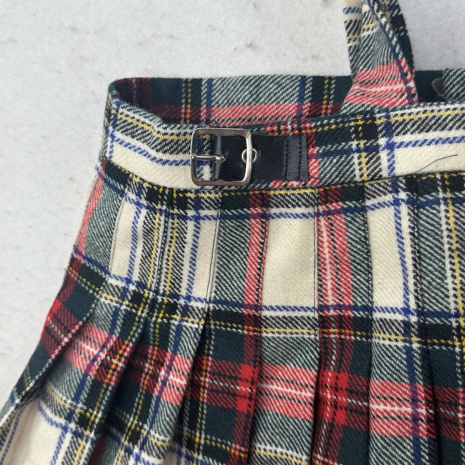 VTG Pure Wool Britain United Kingdom Plaid Kilt Skirt Size 4 Bibs 4T Heathlyn