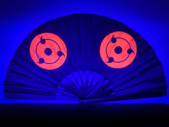 UV Red Eyes Hand Fan, Naruto (rave fan, rave hand fan, festival hand fan
