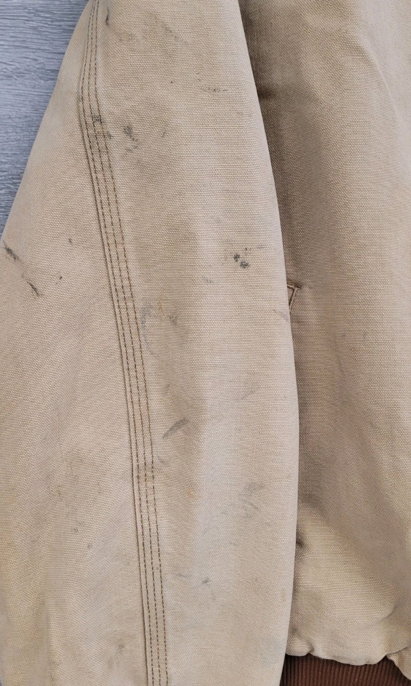 MENS VINTAGE CARHARTT JACKET BROWN CANVAS MESH LINING DISTRESS WORKWEAR MEDIUM