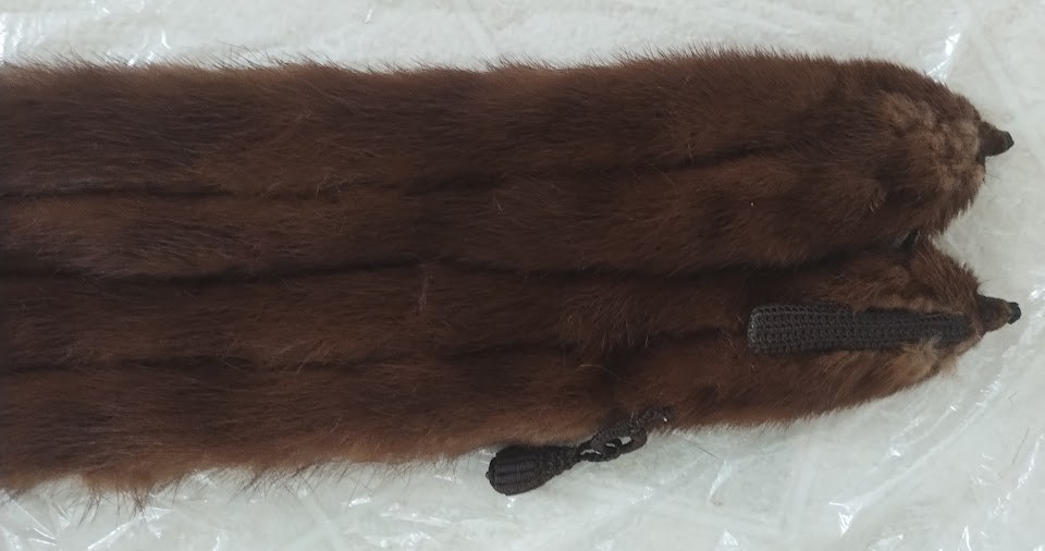 Vintage Fur Nakamura 6 Pelt Brown Mink Fur Stole Wrap Ginza Toyko, Never Worn