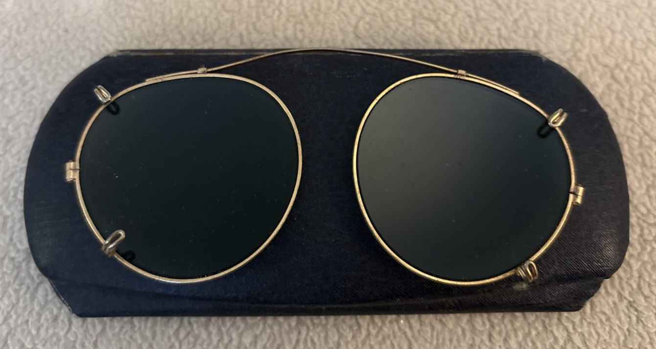 Vintage 1930’s Clip-on SUNGLASSES in Hard Case