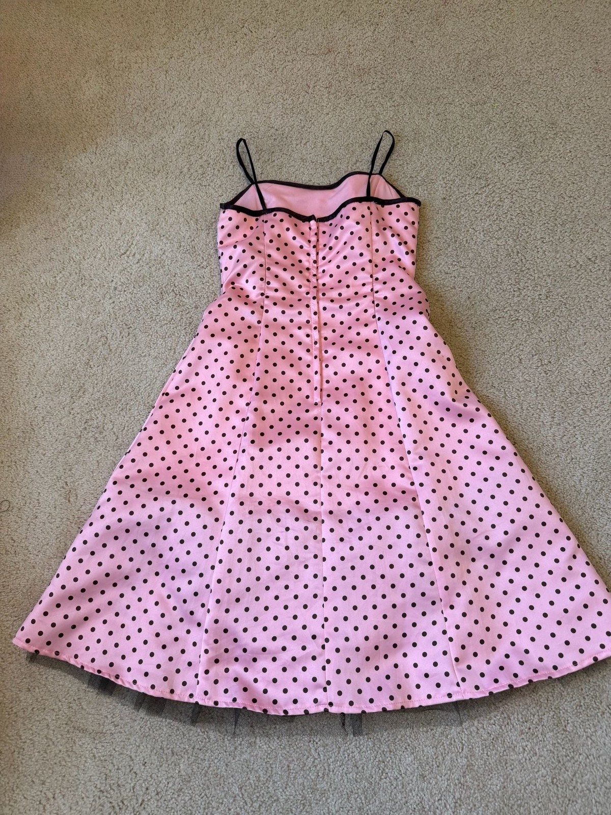 50’s Vintage Retro Pink and Black Polka Dot A-Line Sleeveless Dress by A. Byer