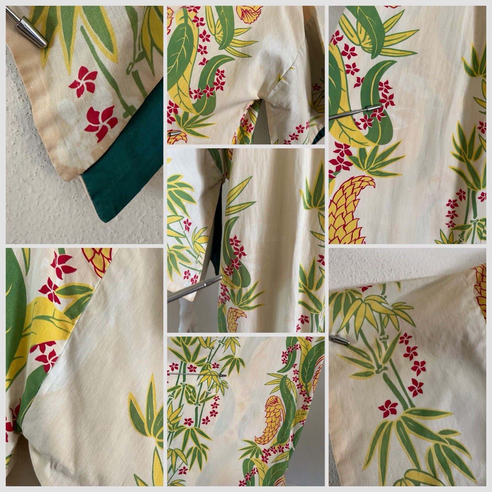 50s Nani of Hawaii Honolulu Pake Muu Dress Tropical Bamboo Tiki Resort Luau VTG
