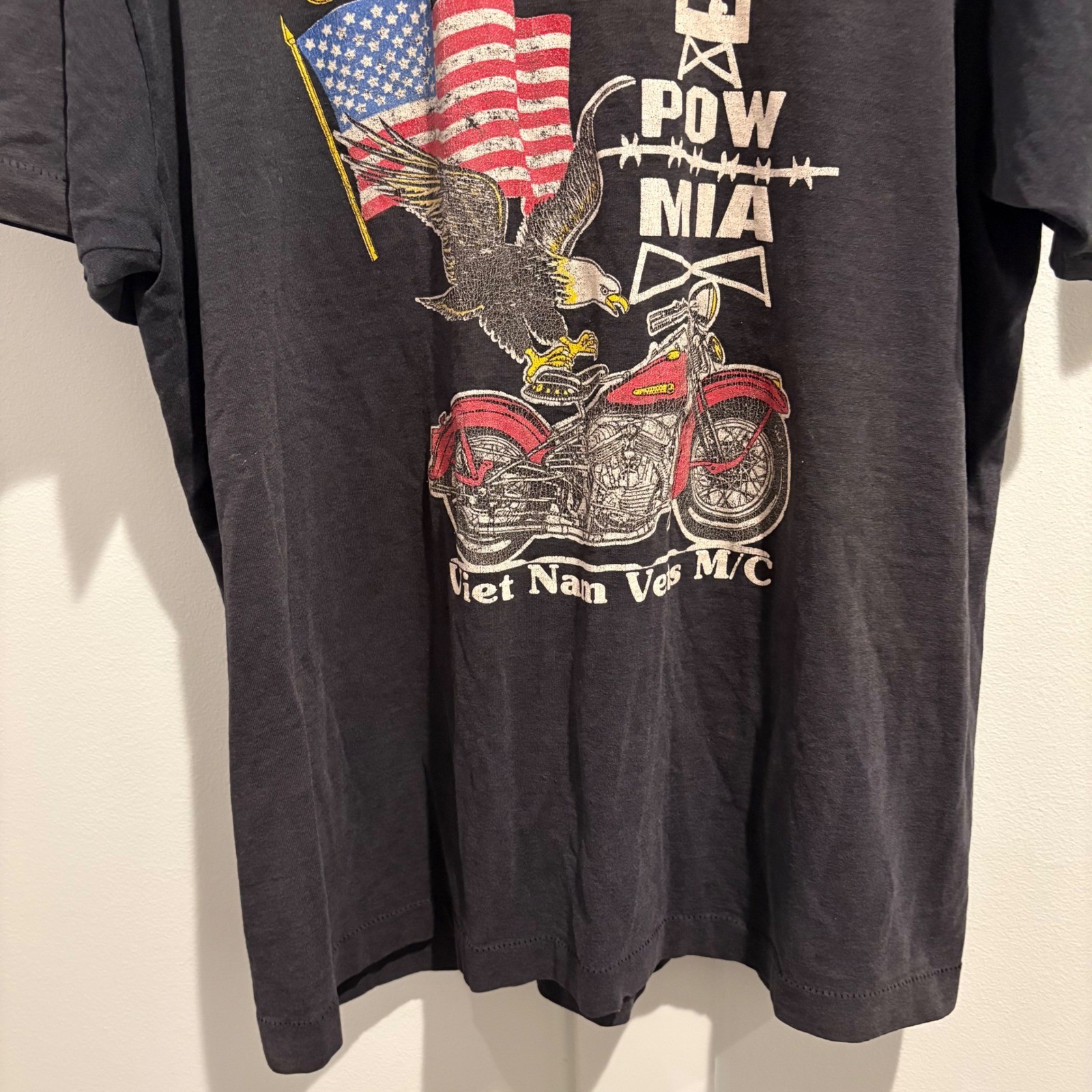 Vtg Screen Stars Daytona Beach Bike Week T-Shirt Mens XL Gray 1991 POW MIA