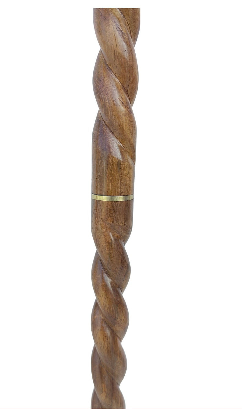 Antique solid brass Knob head Handle brown spiral Wooden Walking Cane Stick new