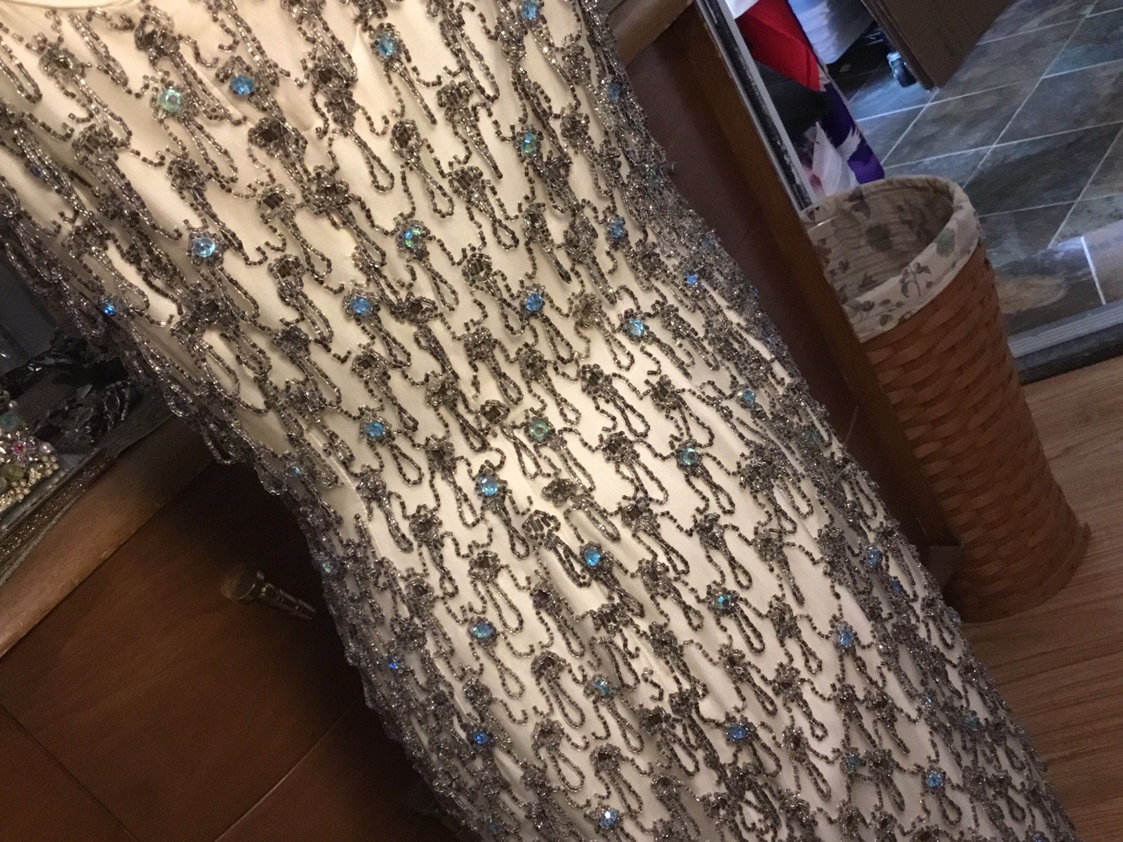 1960’s Vintage British Crown Colony Beaded Rhinestone Hong Kong Dress Small READ